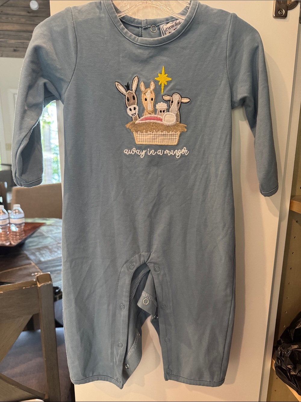 Three Sisters “Away in a Manger” One-Piece Romper with Nativity Applique - Picture 7 of 7